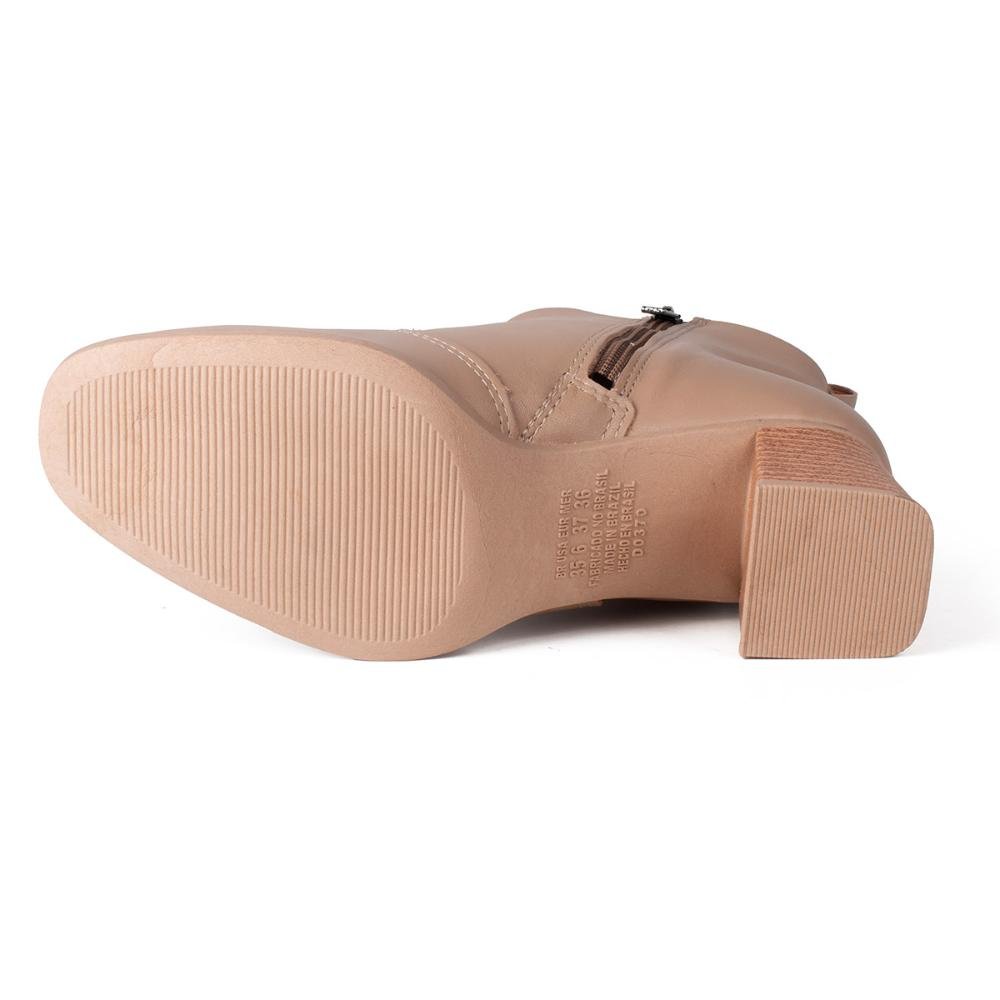 Bota Dakota de Cano Curto Em Couro Feminina D0372 Bege 5