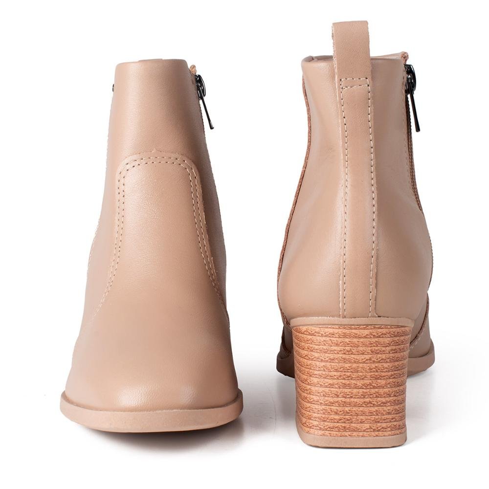 Bota Dakota de Cano Curto Em Couro Feminina D0372 Bege 6