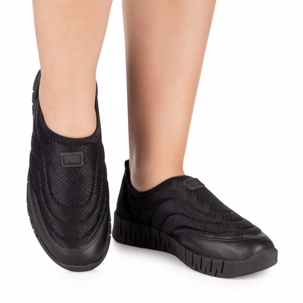 Tênis Campesí Casual de Calce Fácil Marinho Feminino CP601 Preto 2