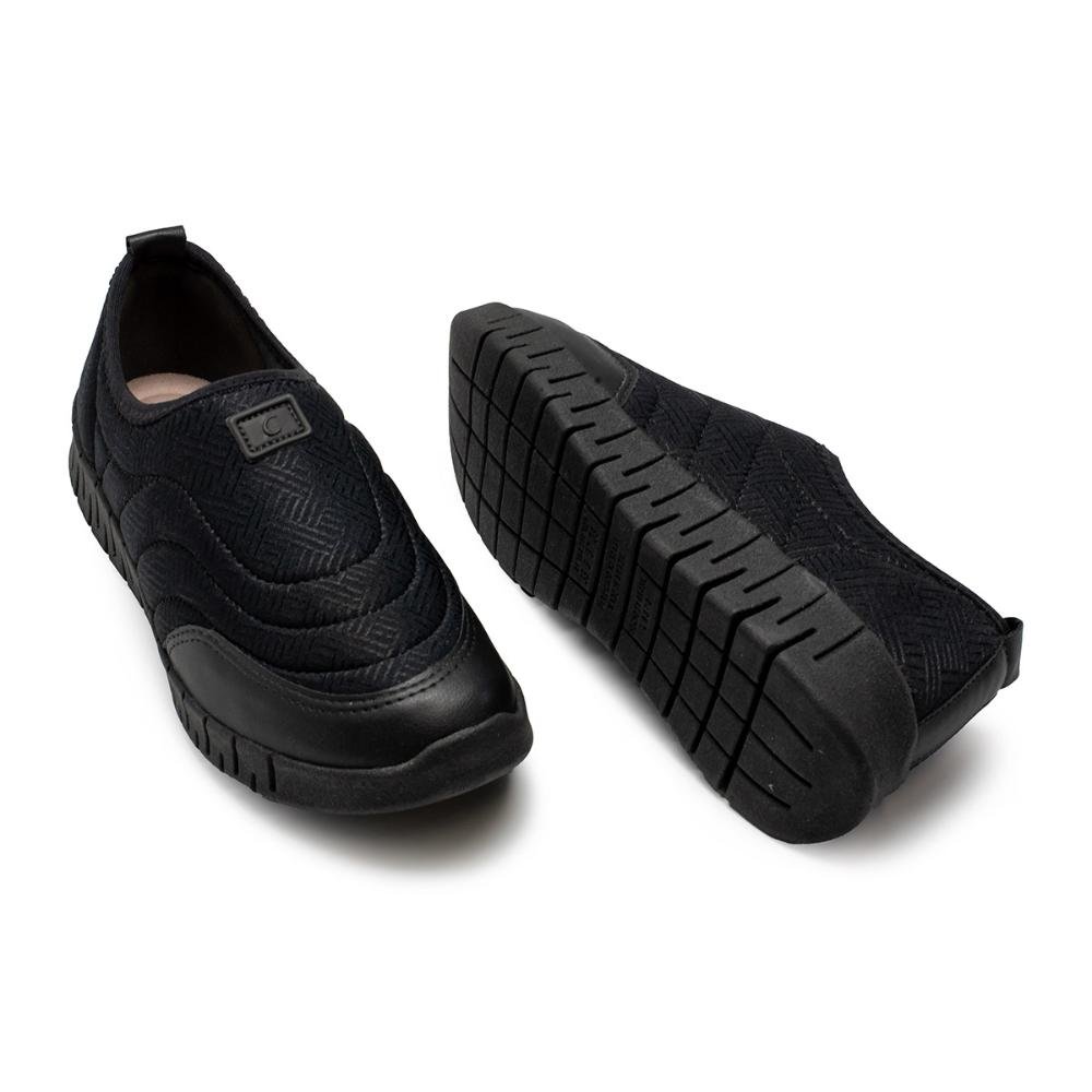 Tênis Campesí Casual de Calce Fácil Marinho Feminino CP601 Preto 6