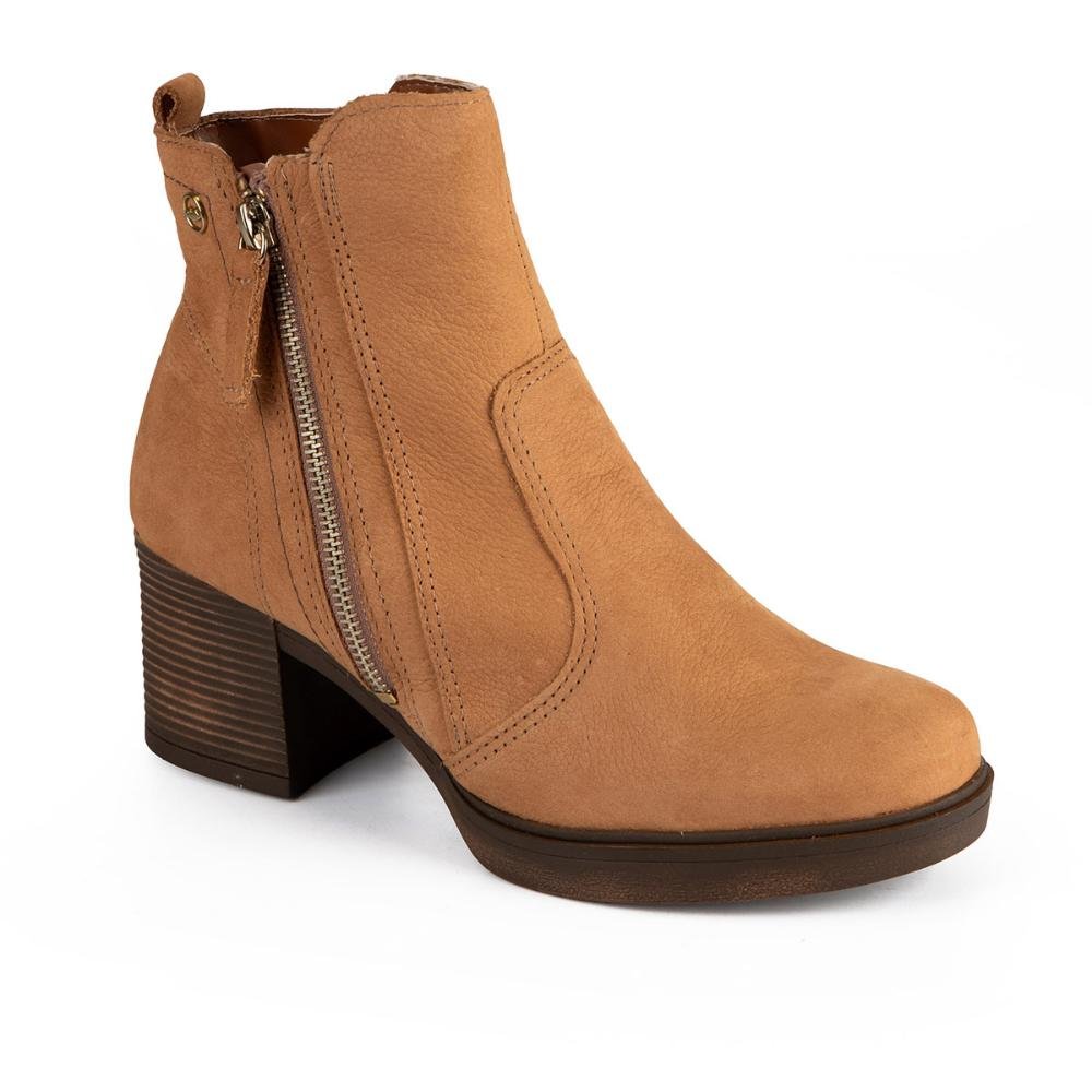 Bota Dakota de Cano Curto Em Couro Feminina D0351 Caramelo 1