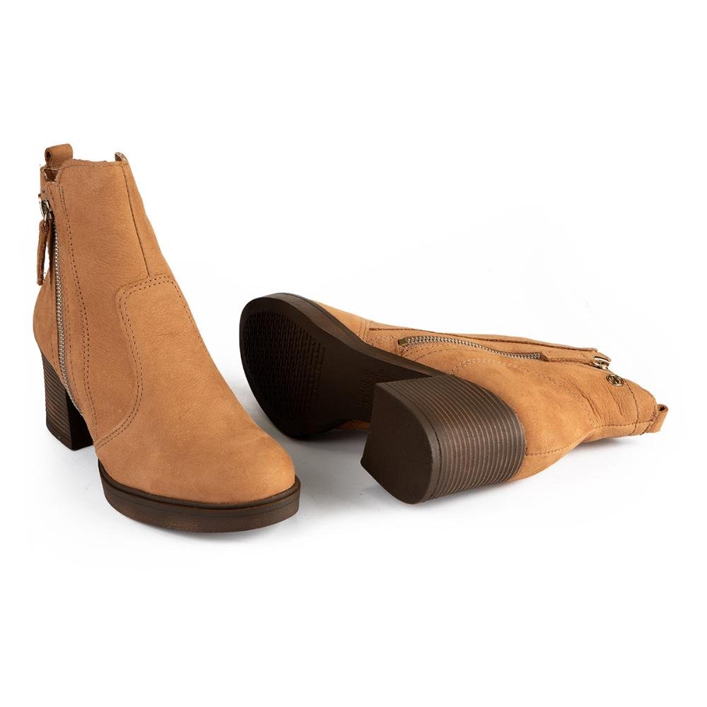 Bota Dakota de Cano Curto Em Couro Feminina D0351 Caramelo 6