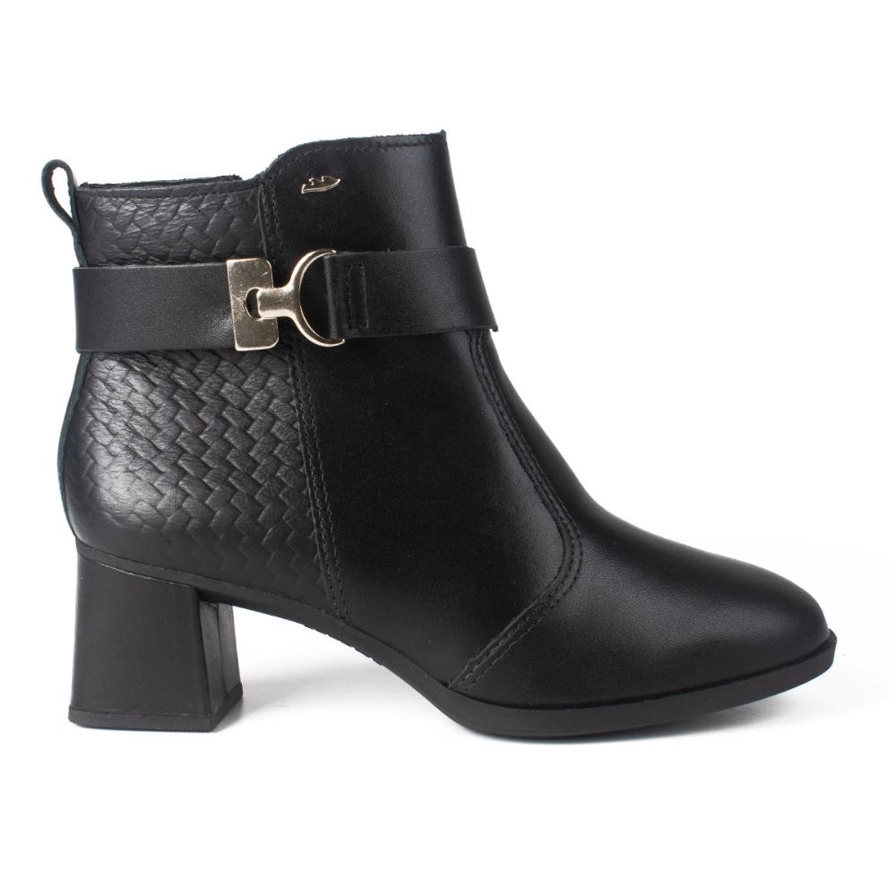 Bota Dakota de Cano Curto Em Couro Feminina D0371 Preto 3