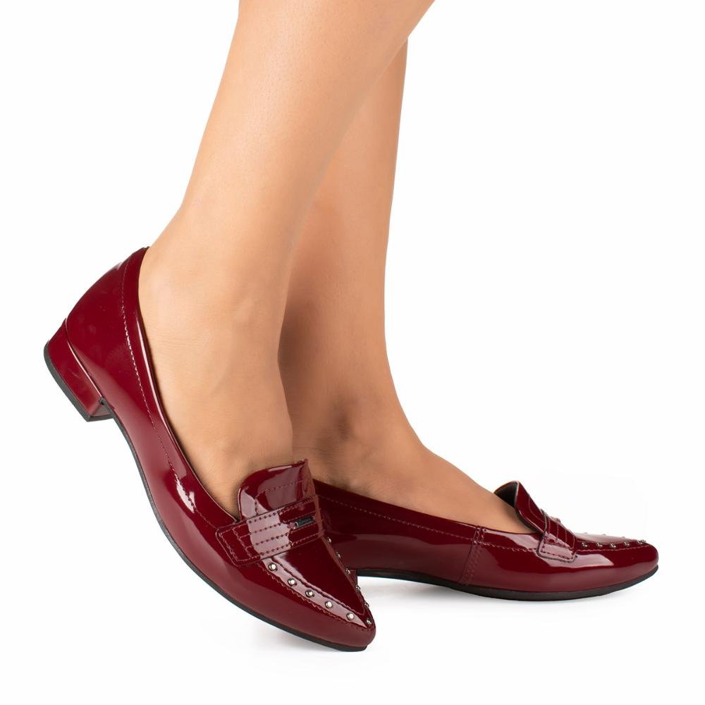 Sapato Campesí de Salto Baixo Feminino CP753 Vermelho 2