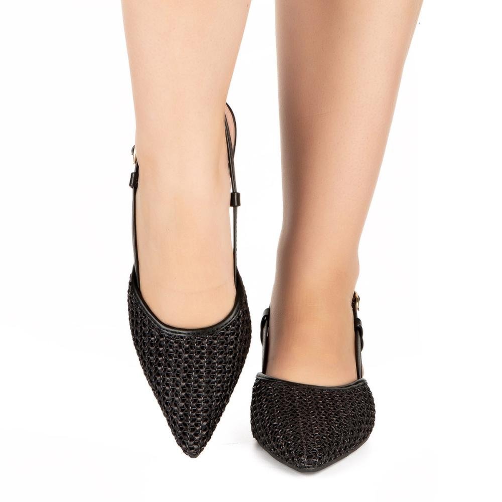 Scarpin Tanara de Salto Baixo Em Couro Feminino T8851 Preto 2