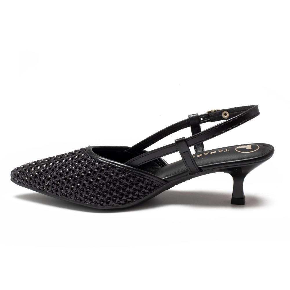 Scarpin Tanara de Salto Baixo Em Couro Feminino T8851 Preto 4