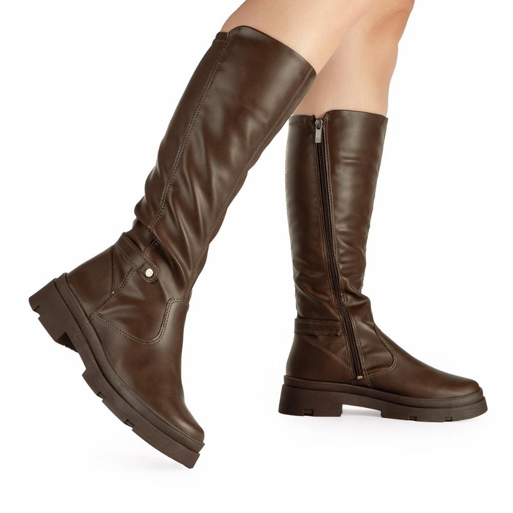 Bota Pink Cats Infantil de Cano Longo V5323 Café 2