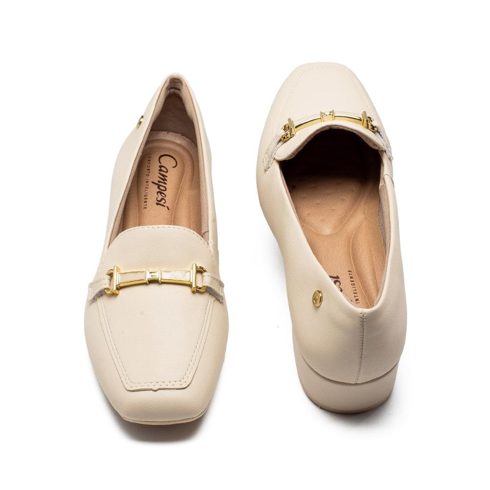 Sapato Campesí Loafer Feminino L9838 Bege Claro 5