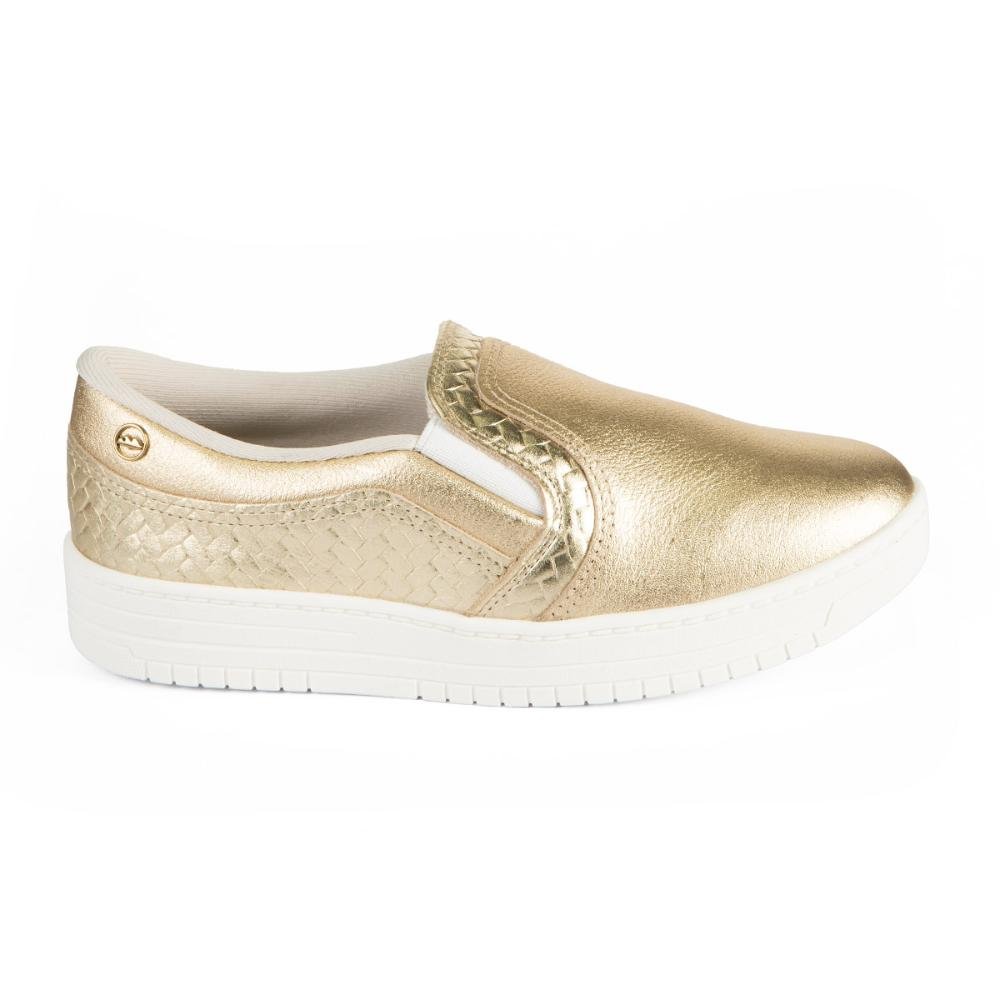 Tênis Dakota Slip On Em Couro Feminino D0302 Ouro 3