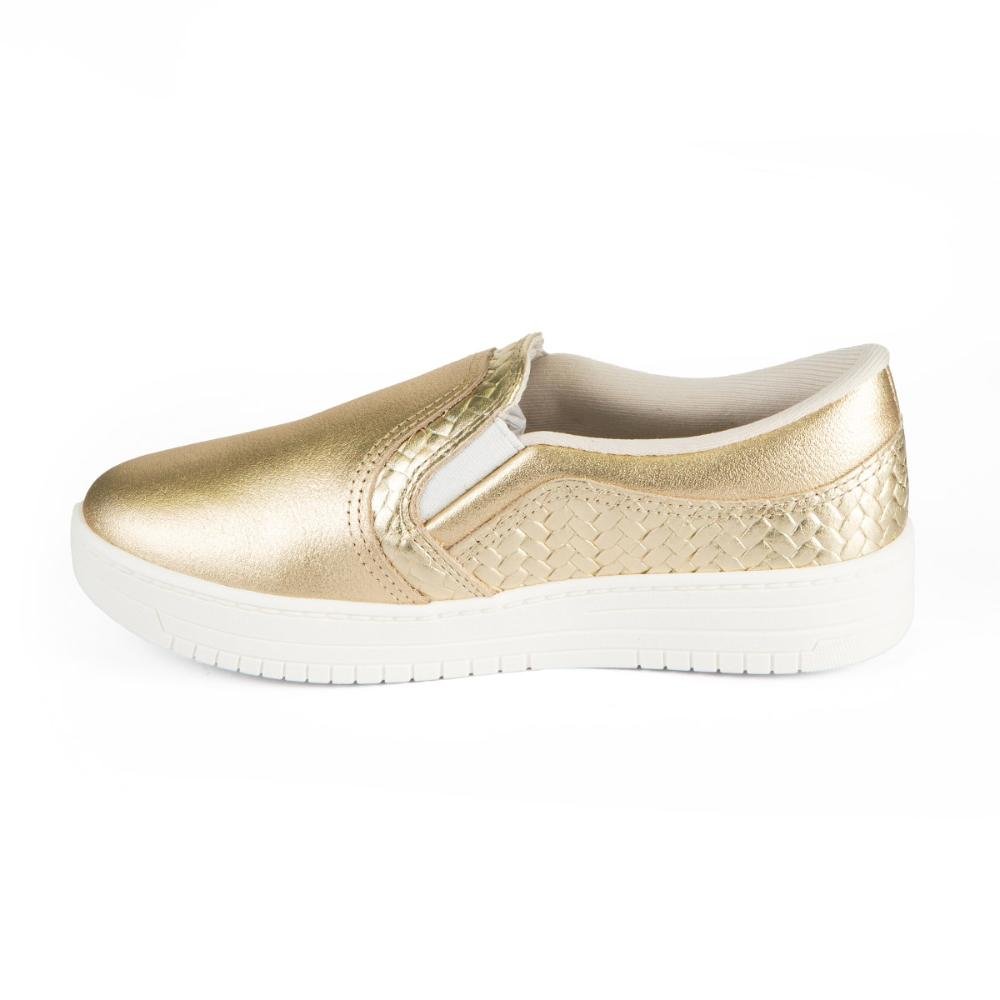 Tênis Dakota Slip On Em Couro Feminino D0302 Ouro 4
