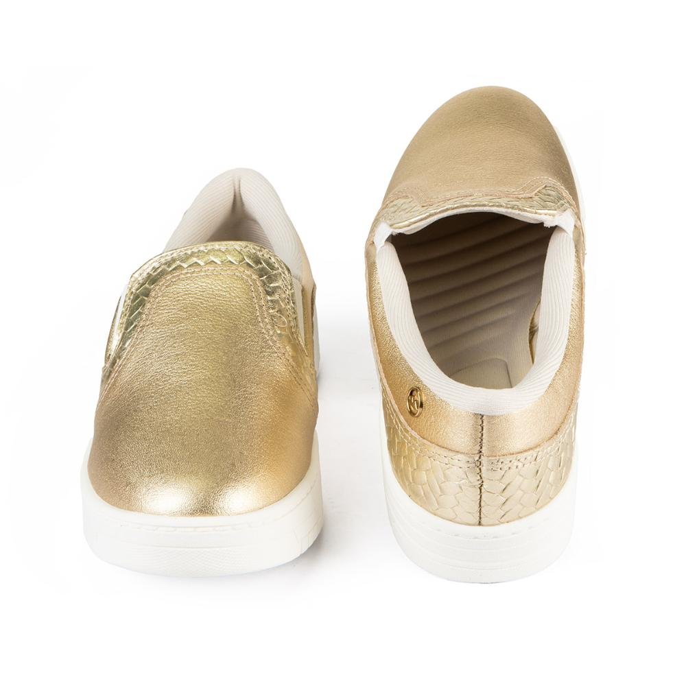 Tênis Dakota Slip On Em Couro Feminino D0302 Ouro 5