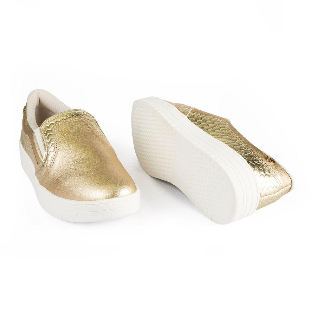 Tênis Dakota Slip On Em Couro Feminino D0302 Ouro 6