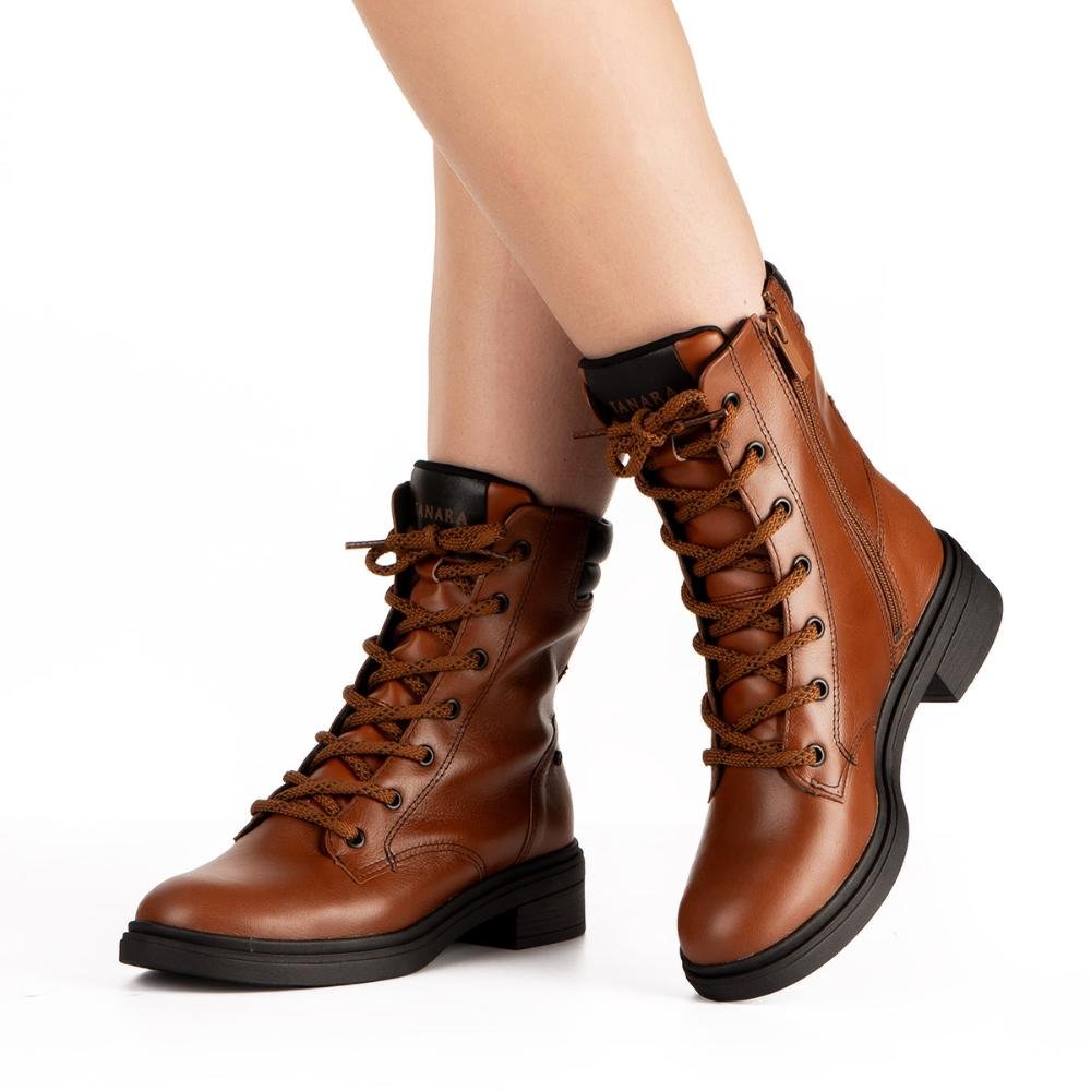 Bota Coturno Tanara Em Couro Feminina T9113 Caramelo 2