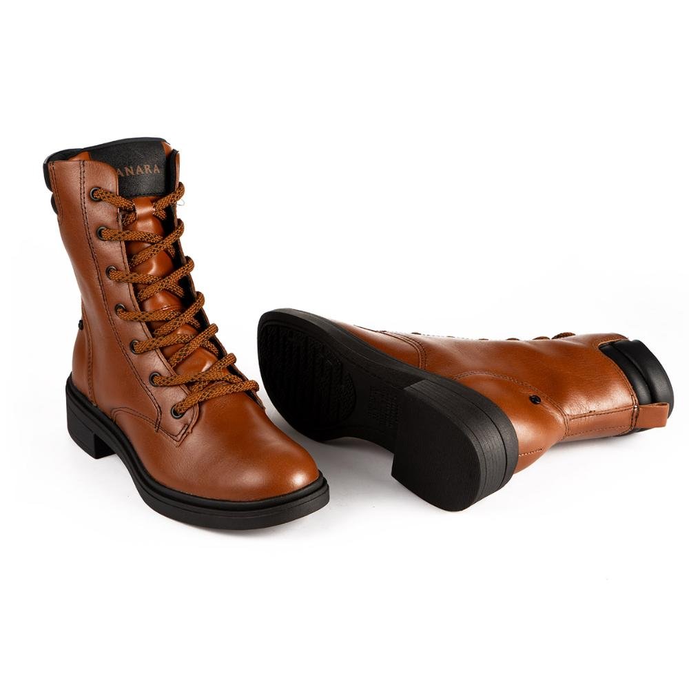 Bota Coturno Tanara Em Couro Feminina T9113 Caramelo 5