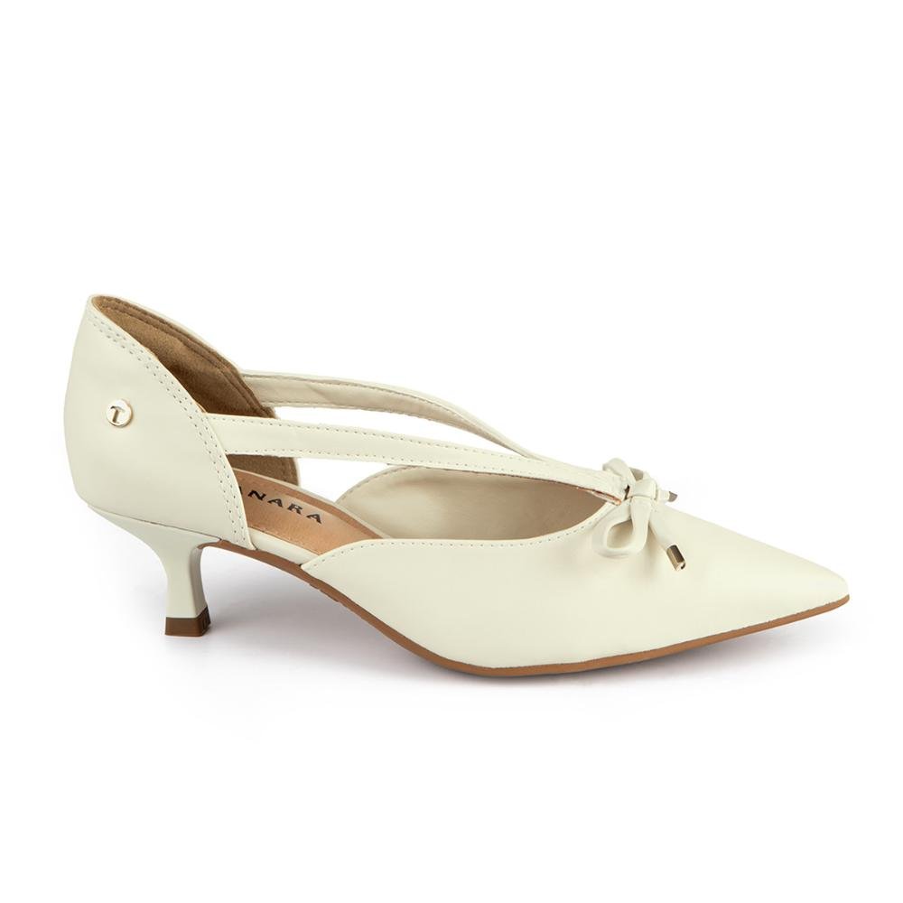 Scarpin Tanara de Salto Baixo Feminino T8853 Bege 3