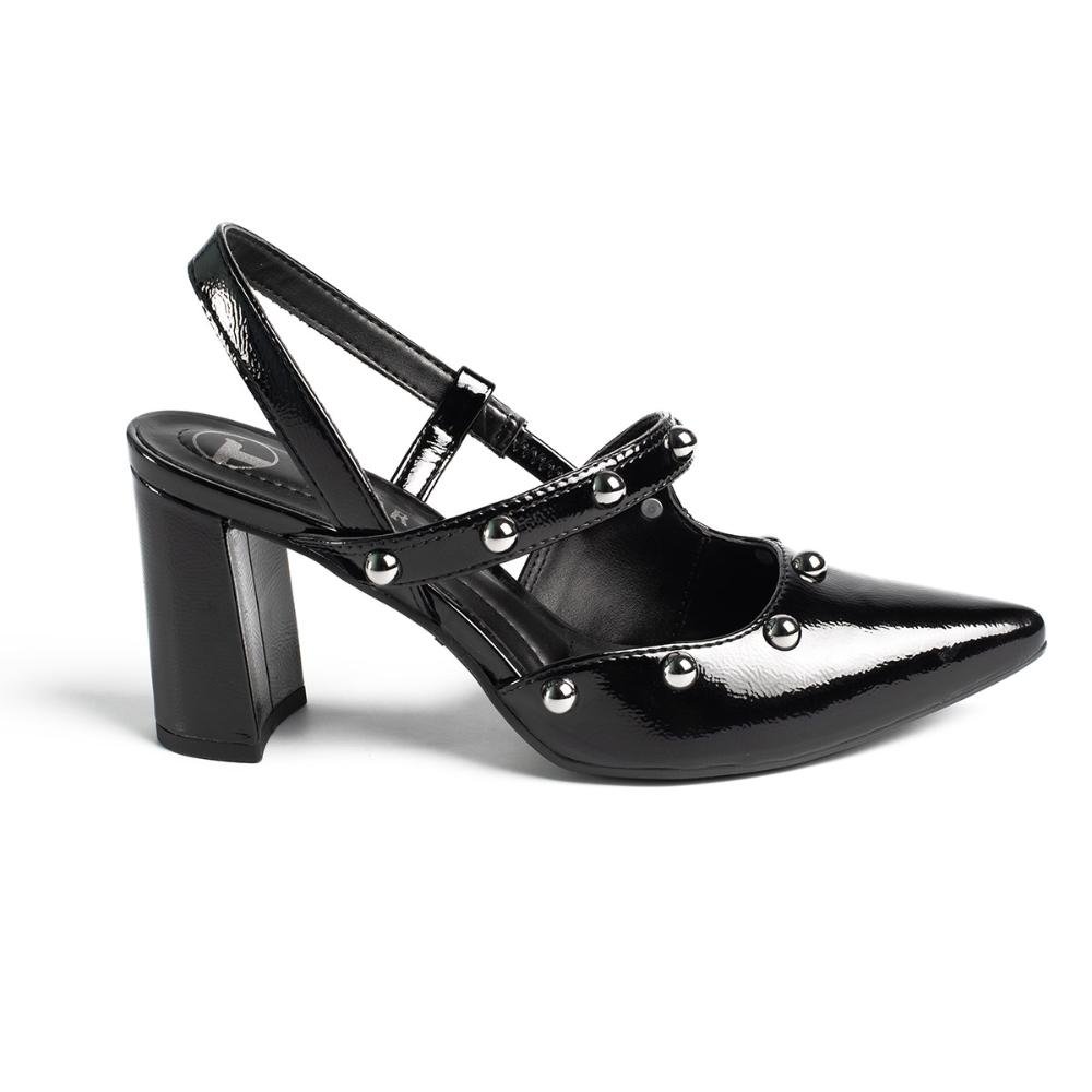 Scarpin Tanara Slingback de Salto Bloco Feminino T9062 Preto 3