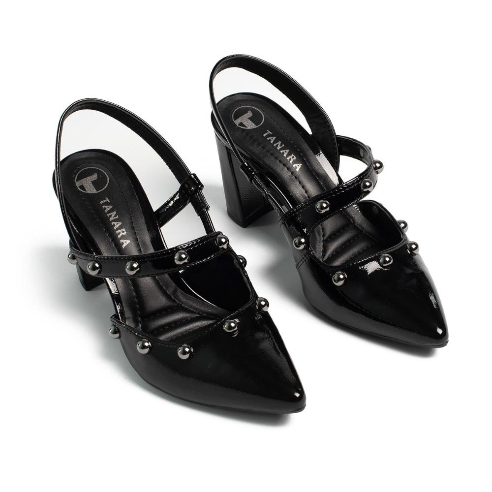 Scarpin Tanara Slingback de Salto Bloco Feminino T9062 Preto 5
