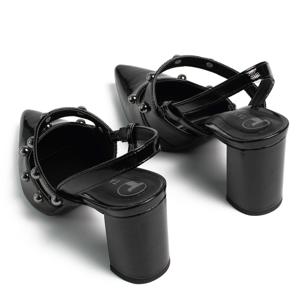 Scarpin Tanara Slingback de Salto Bloco Feminino T9062 Preto 6