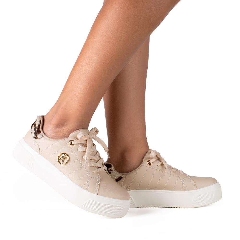 Tênis Kolosh Casual Flatform Feminino C3541A Bege Claro 2