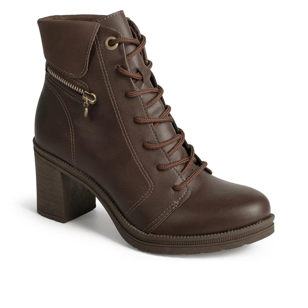 Bota Coturno Mississipi de Salto Bloco Feminina MC491 Café 1