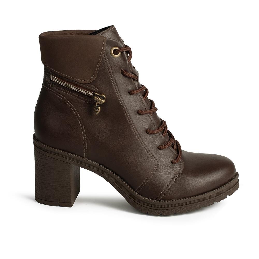 Bota Coturno Mississipi de Salto Bloco Feminina MC491 Café 3