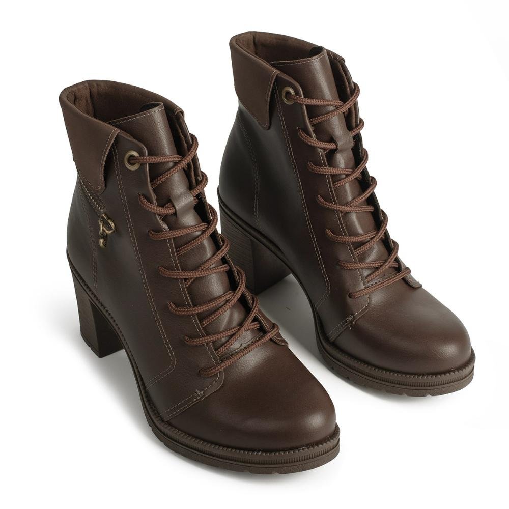 Bota Coturno Mississipi de Salto Bloco Feminina MC491 Café 5