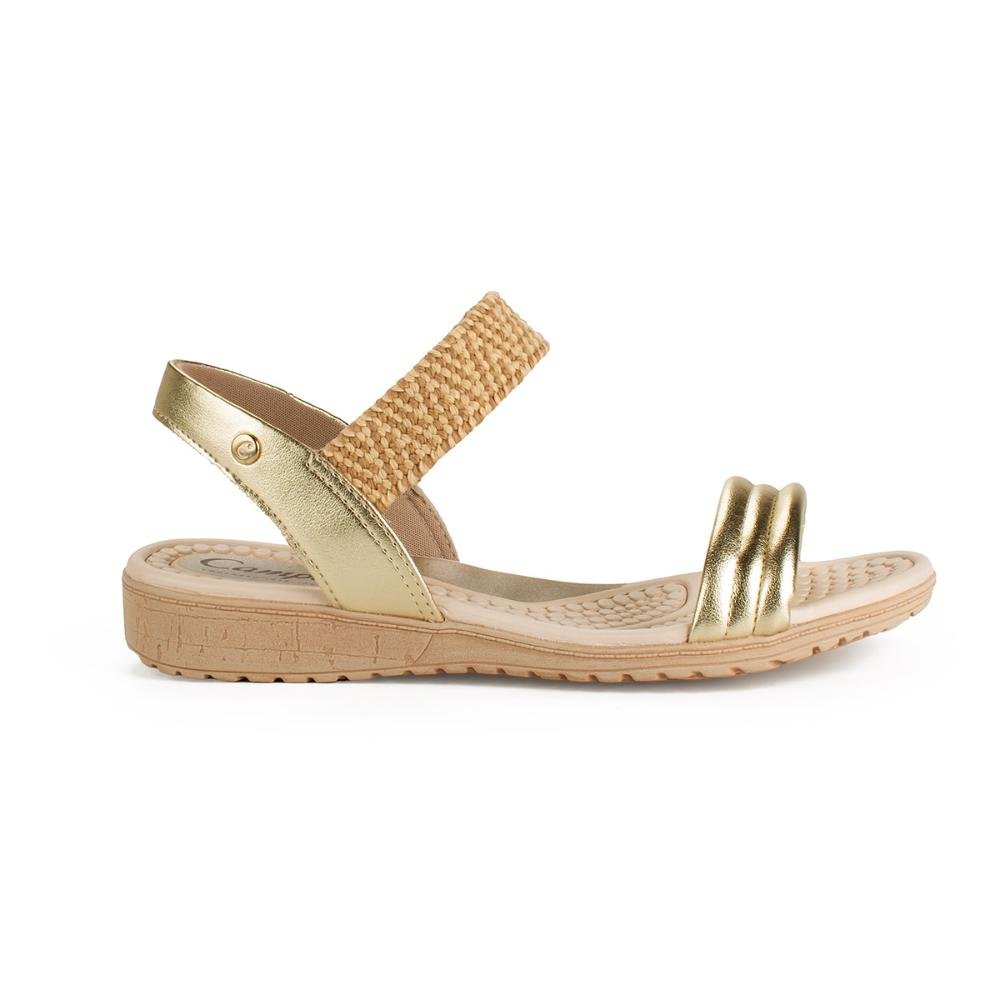 Sandália Campesí Anabela Feminina CE161 Metalizado/Ouro 3