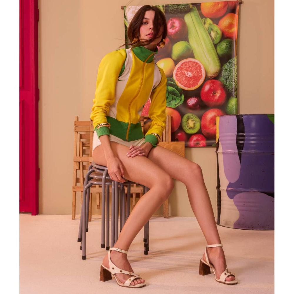 Sandália Dakota de Salto Bloco Feminina Y9501 Bege Claro 8