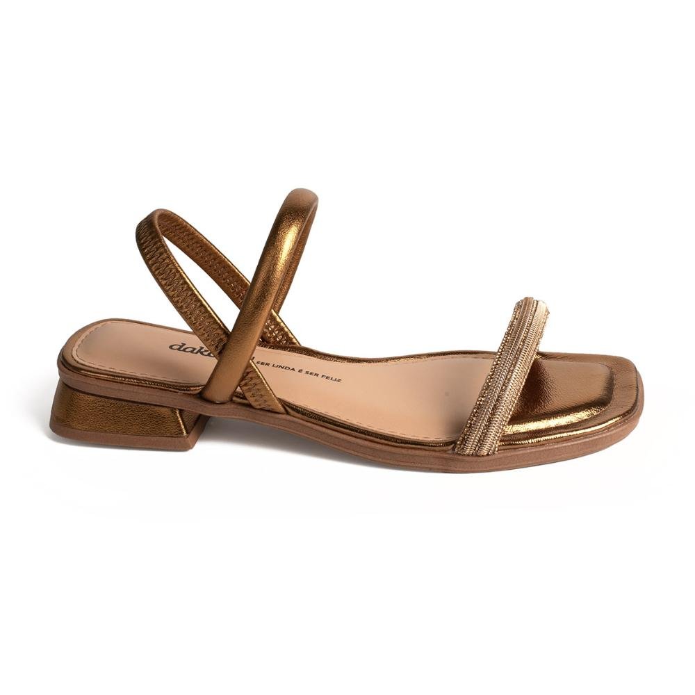 Sandália Dakota de Salto Baixo Metalizada Feminina Y8872 Bronze 3