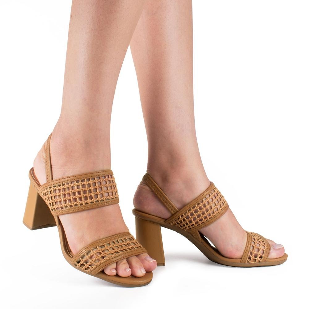Sandália Dakota de Salto Bloco Feminina Y9091 Caramelo 2