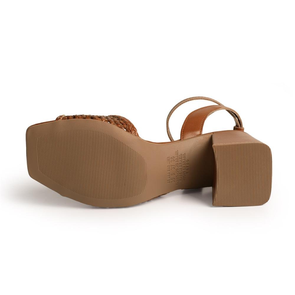 Sandália Tanara de Salto Bloco Feminina T9163 Caramelo 5