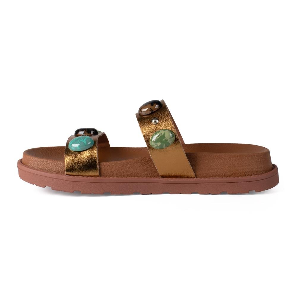 Slide Dakota Flatform Metalizado Feminina Y9161 Bronze 4