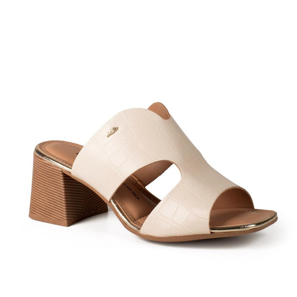 Tamanco Dakota de Salto Bloco Feminina Y9191 Bege Claro 1