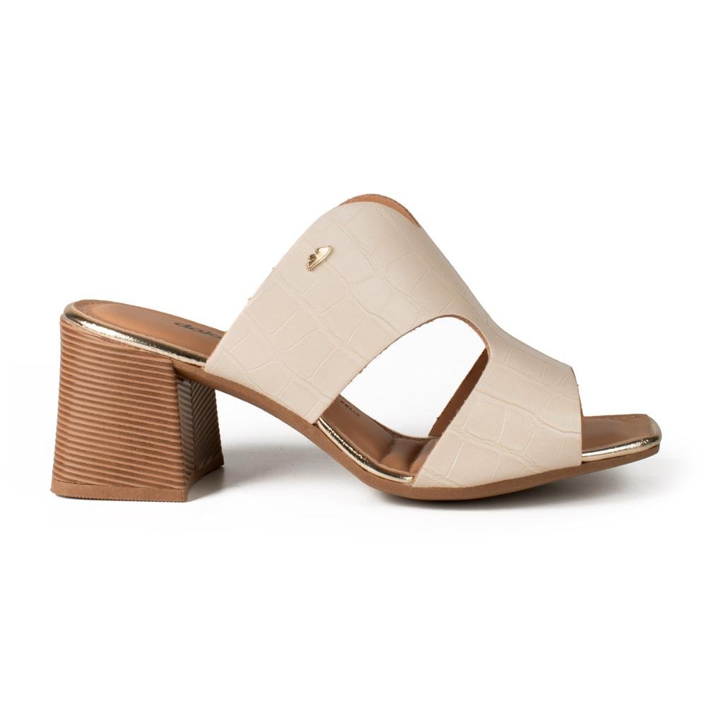 Tamanco Dakota de Salto Bloco Feminina Y9191 Bege Claro 3