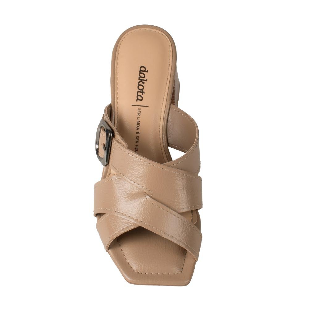 Tamanco Dakota de Salto Bloco Feminina Y9752 Marrom Claro 6