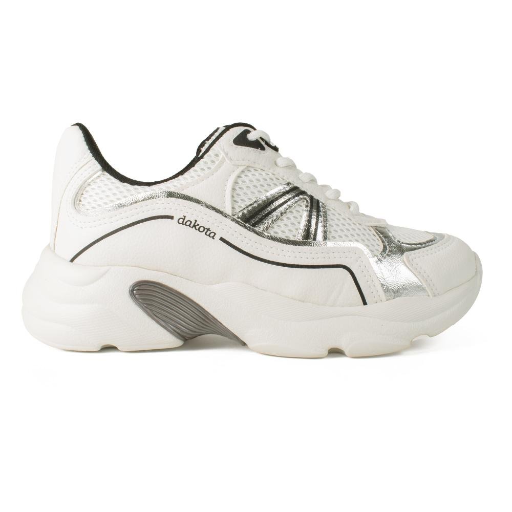 Tênis Dakota Athletic Feminino D0971 Branco/Prata 3