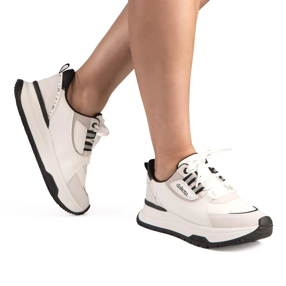 Tênis Dakota Jogging Feminino D0861 Branco/Preto 2