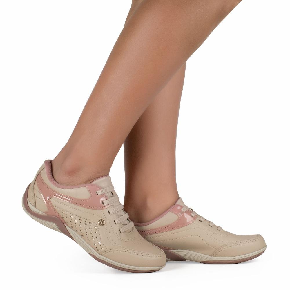 Tênis Kolosh Casual Feminino C3677 Bege/Rosa 2