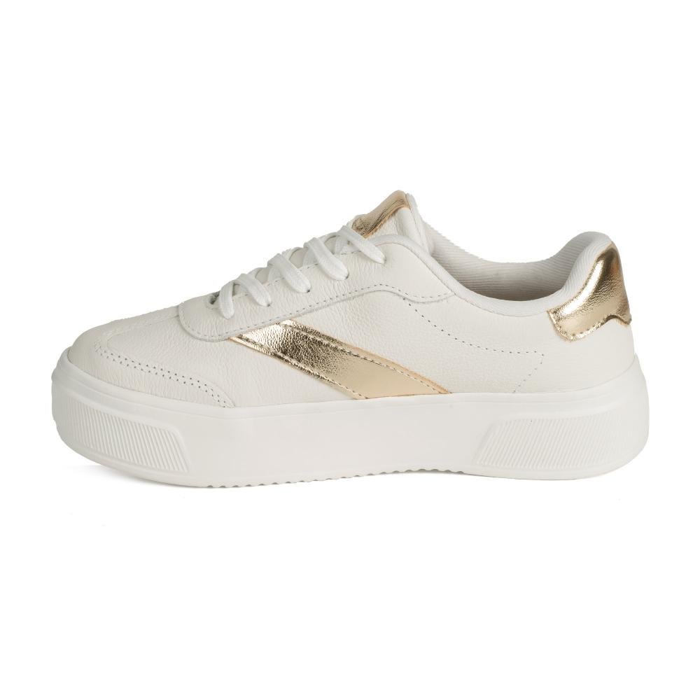 Tênis Kolosh Casual Flatform Em Couro Feminino C3542A Branco/Dourado 4
