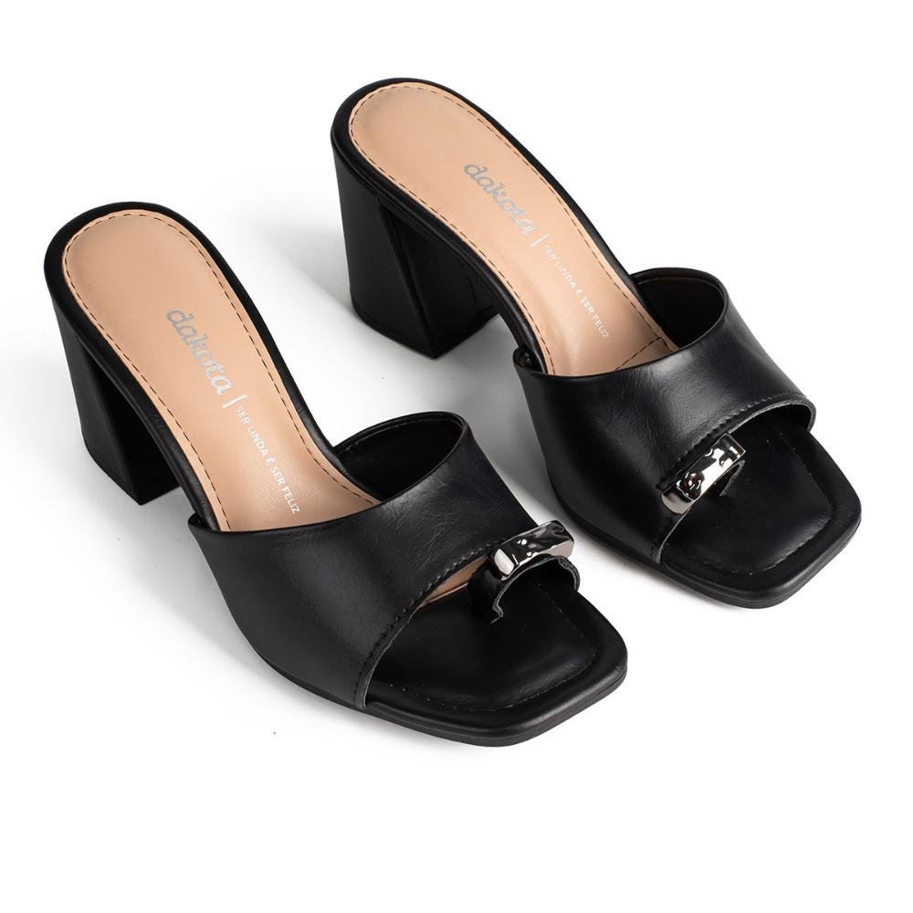 Tamanco Dakota de Salto Bloco Feminina Y9151 Preto 6