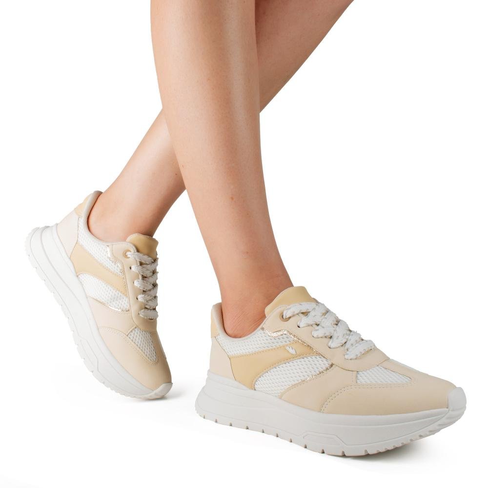 Tênis Dakota Jogging Feminino D0862 Bege Claro/Branco 2