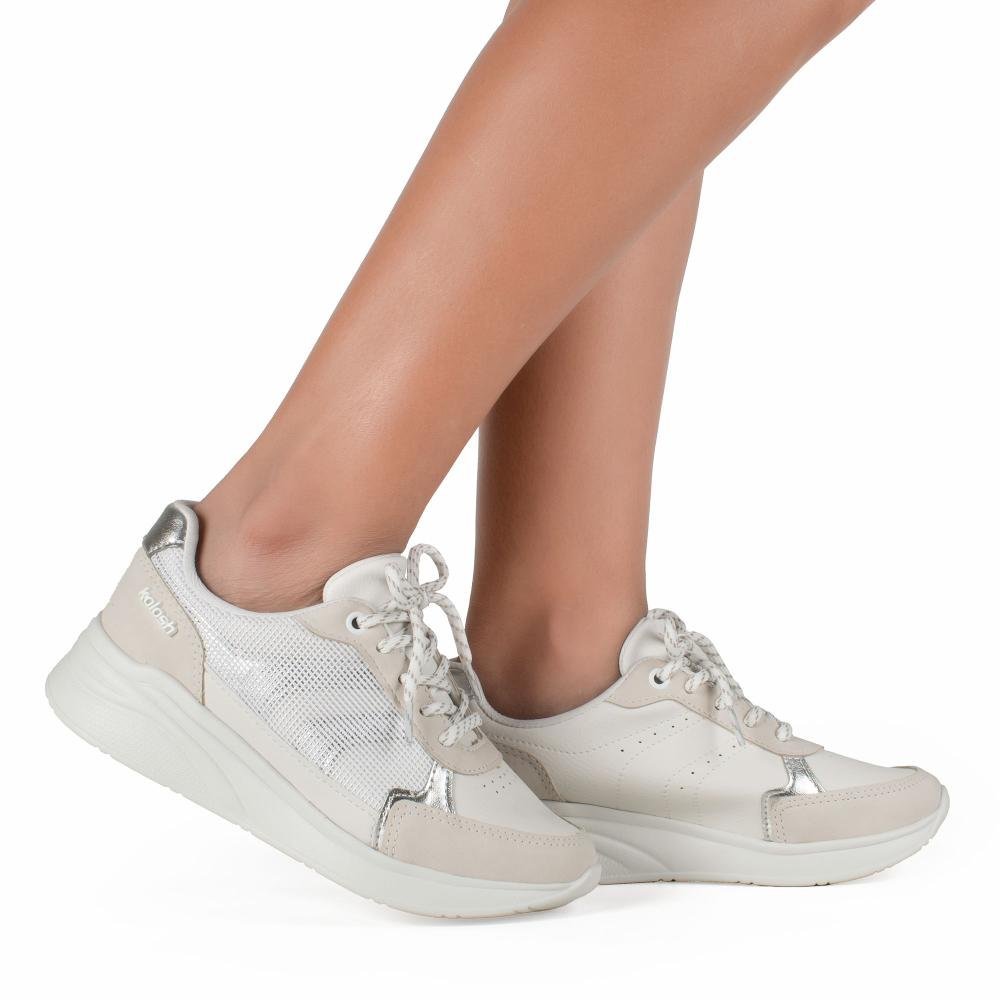 Tênis Kolosh Upper Casual Feminino C3985 Branco/Bege/Prata 2