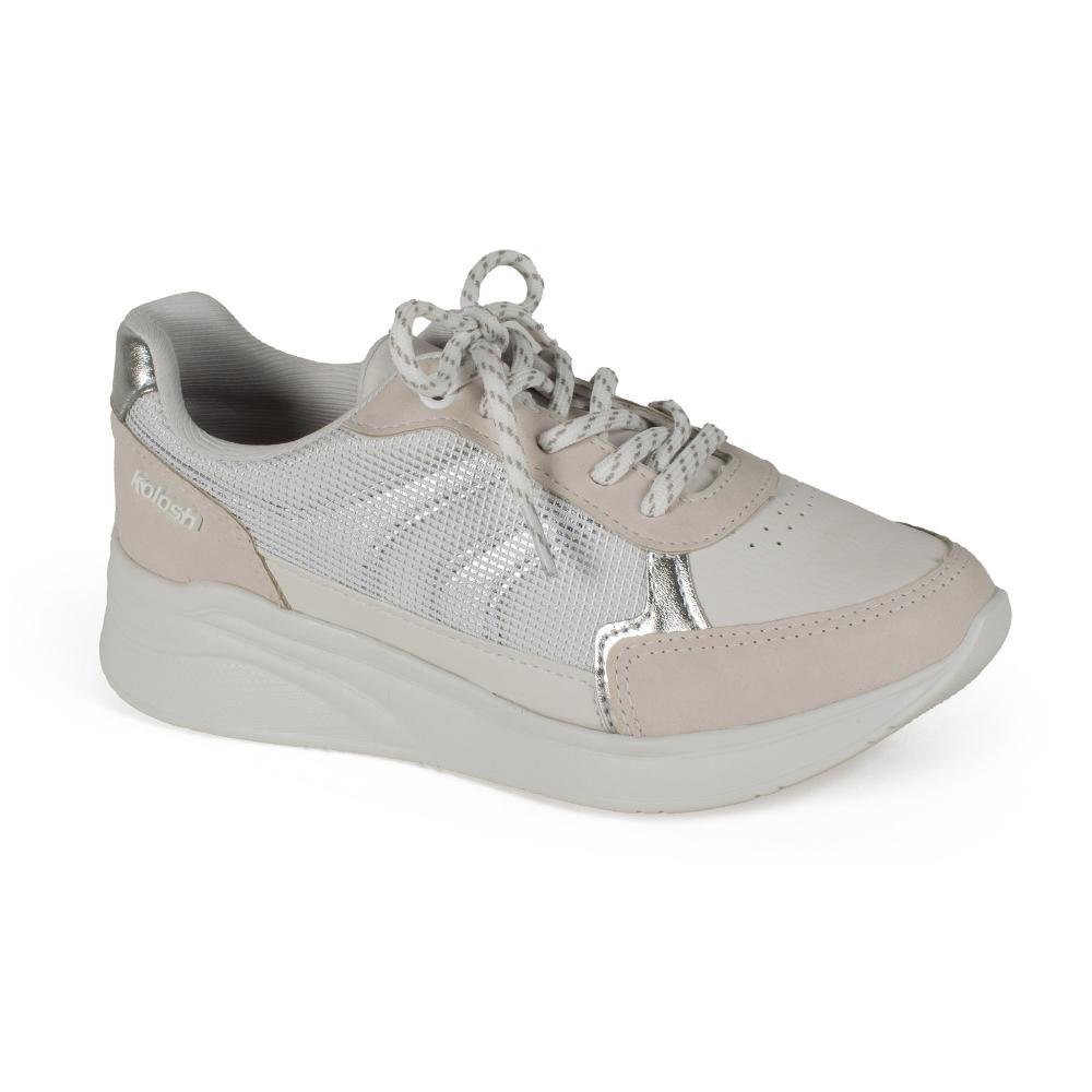 Tênis Kolosh Upper Casual Feminino C3985 Branco/Bege/Prata 3