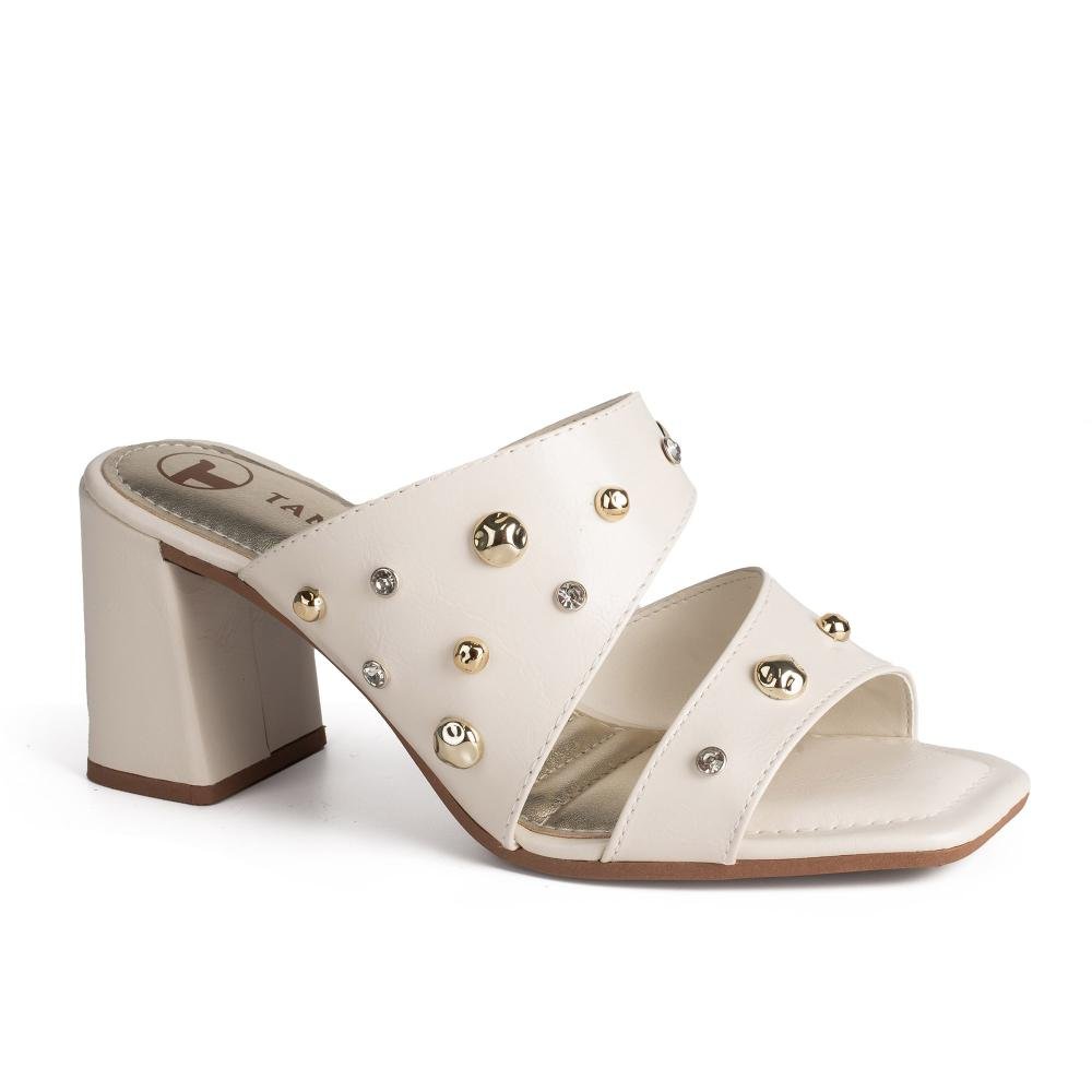 Tamanco Tanara de Salto Bloco Feminina T9251 Branco 1