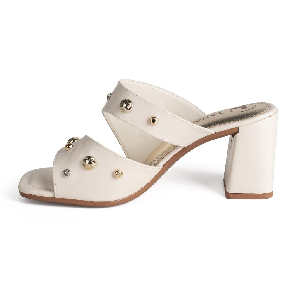 Tamanco Tanara de Salto Bloco Feminina T9251 Branco 4