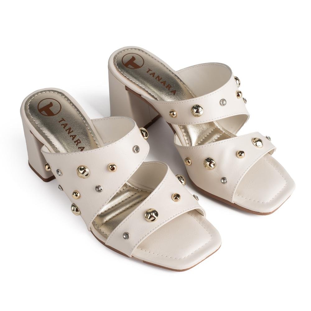 Tamanco Tanara de Salto Bloco Feminina T9251 Branco 6