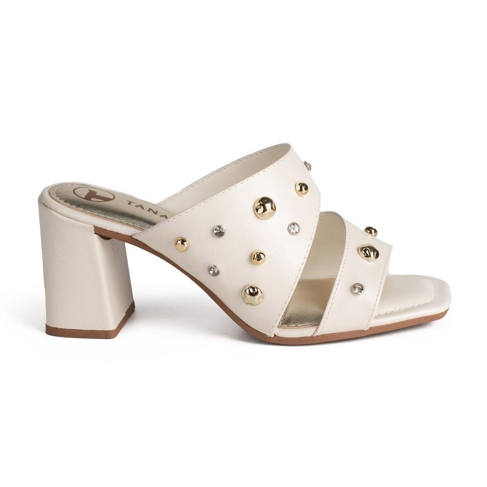 Tamanco Tanara de Salto Bloco Feminina T9251 Branco 3