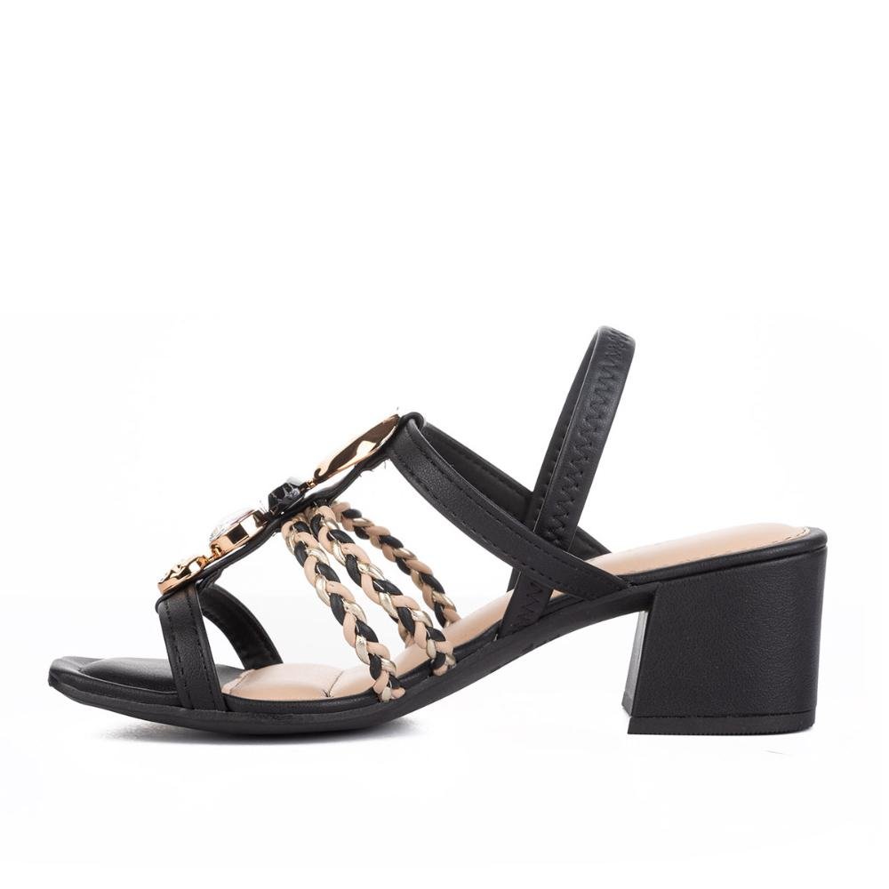 Sandália Dakota de Salto Bloco Feminina Y8211 Preto/Dourado 2