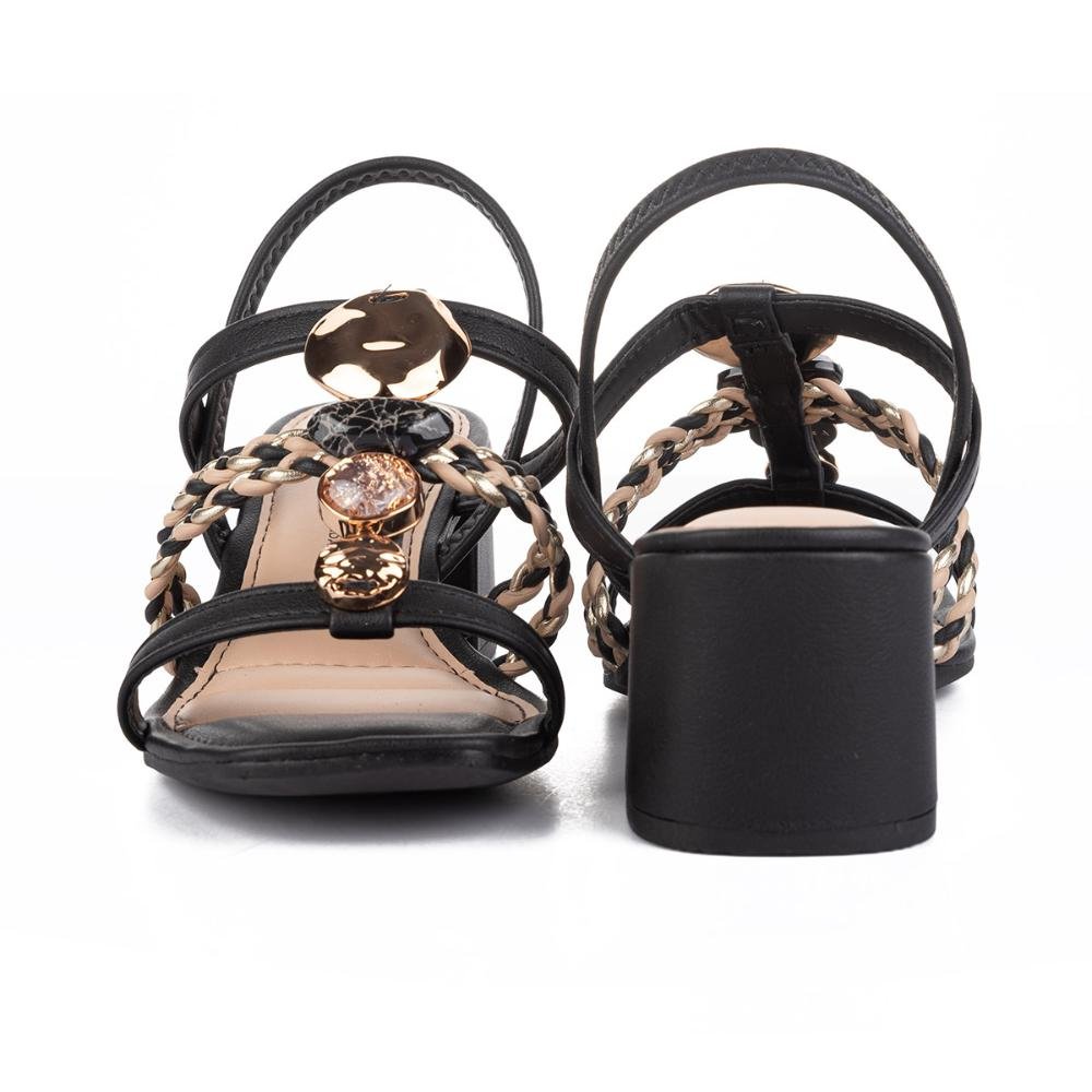 Sandália Dakota de Salto Bloco Feminina Y8211 Preto/Dourado 3