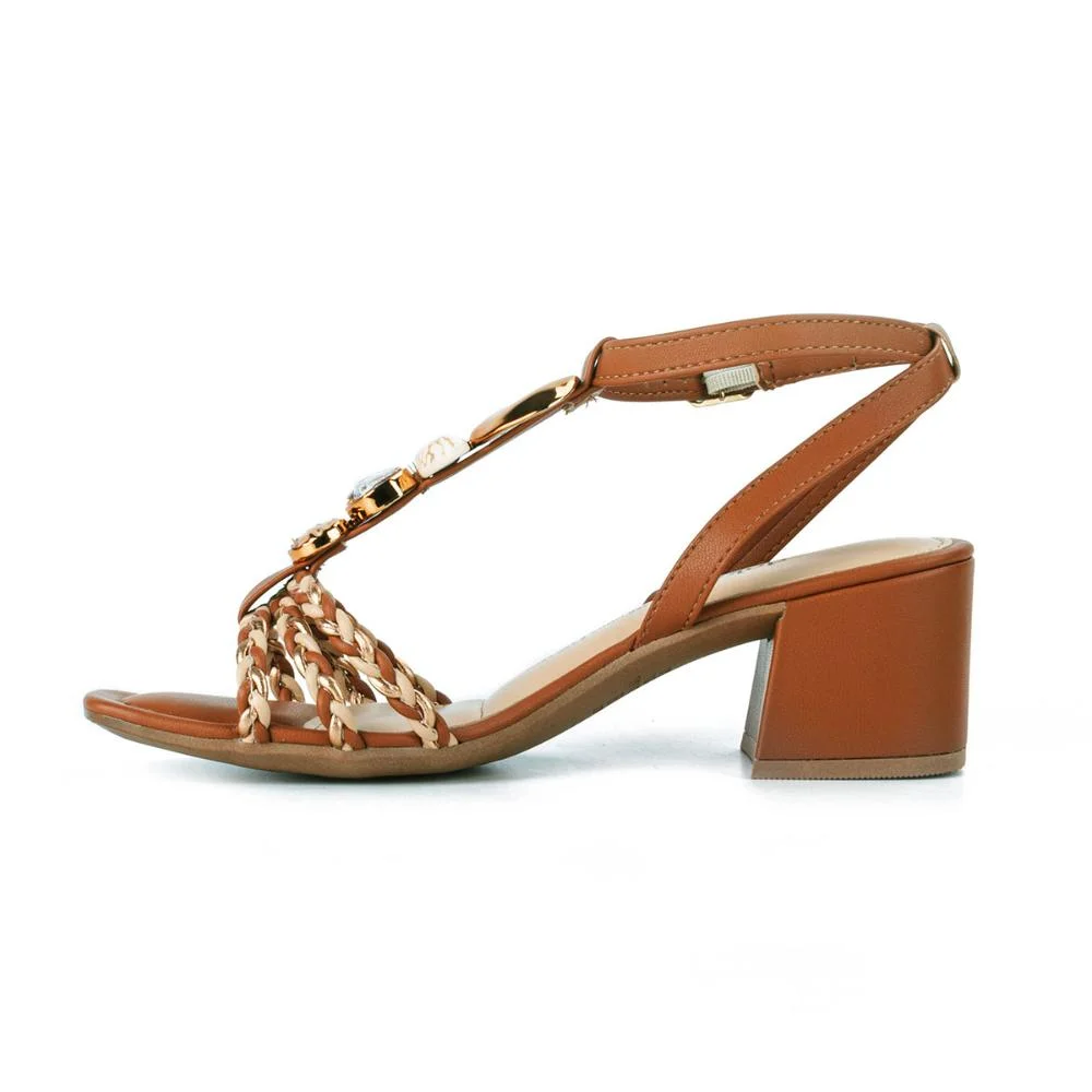 Sandália Dakota de Salto Bloco Feminina Y8212 Caramelo 3